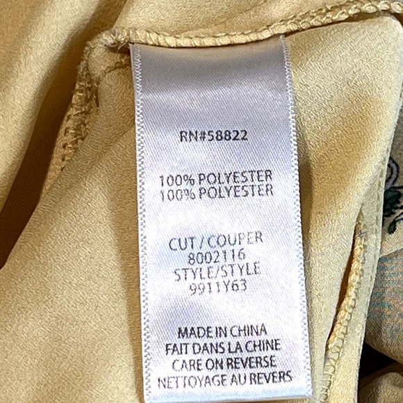 Max Studio Floral Mini Dress Yellow Size S Chiffon Long Sleeve Ruffles V-Neck - Picture 12 of 14